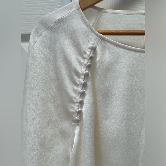 💕VINCE CAMUTO WOMENS IVORY SATIN RAGLAN SLEEVES SHIRT BLOUSE TOP - Picture 3 of 9